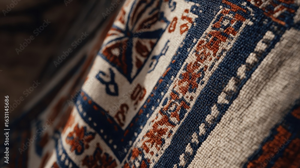Poster close-up view of a textile with intricate patterns.