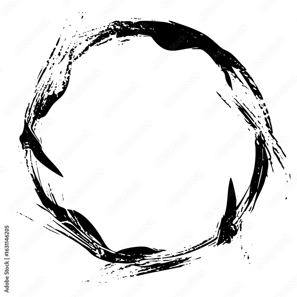 Poster vector dynamic brushstroke circle creates an abstract frame.