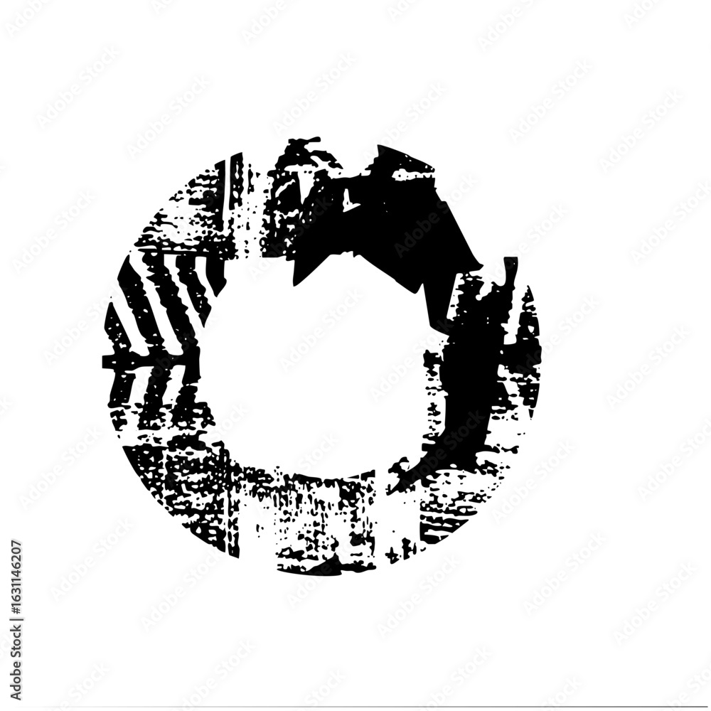 Poster vector abstract circular emblem features a jagged star-like central void.