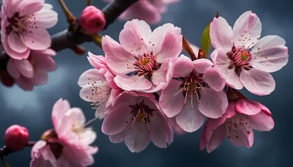 Pink Sakura Flowers with Moody Background