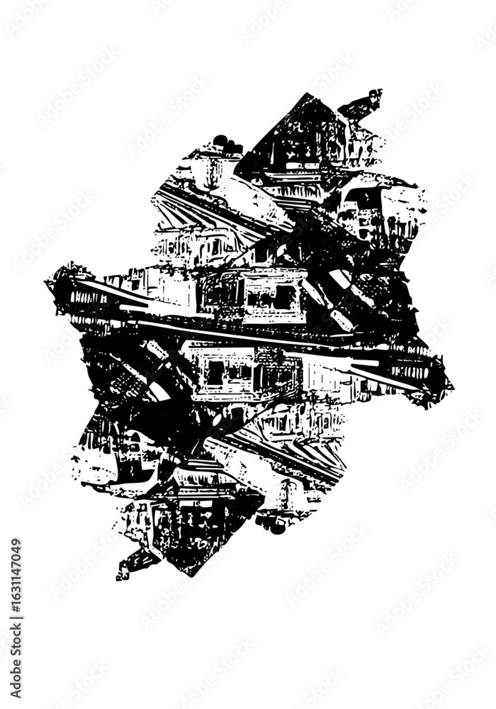 Poster vector abstract architectural depicts a complex building structure.