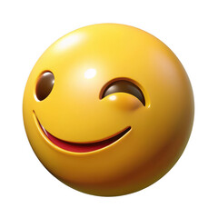 Fototapeta premium 3d winking smiley face emoji isolated on transparent background