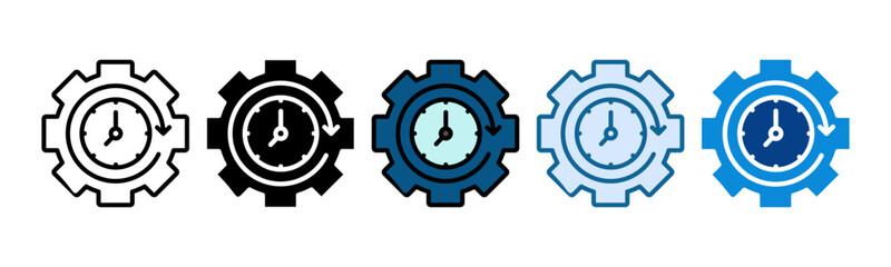 Time Efficiency Icon Set Multiple Style Collection
