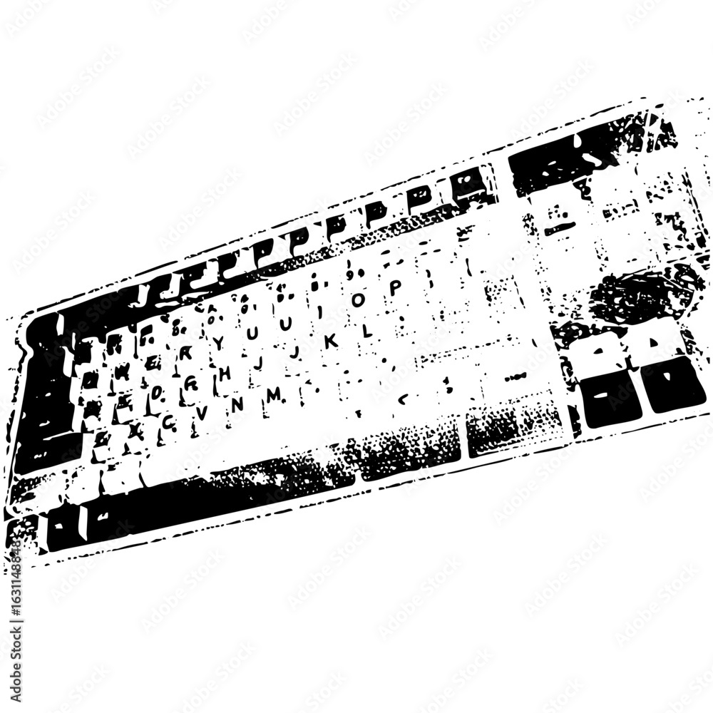 Poster vector distressed keyboard layout with visible keys.