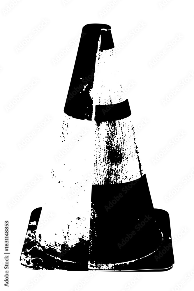Poster vector abstract conical form with distressed texture