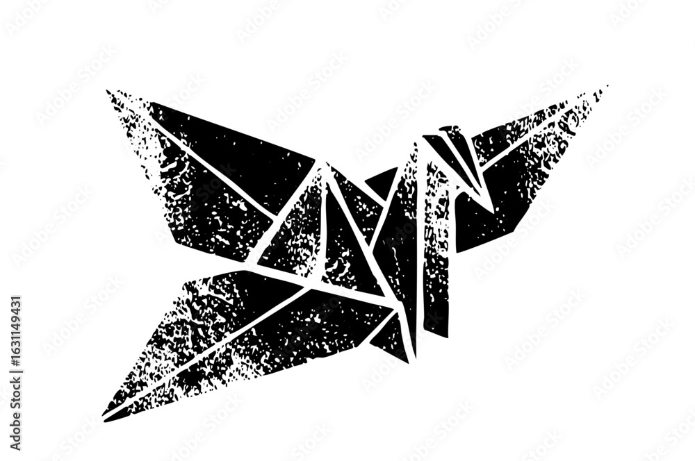 Poster vector abstract origami bird with distressed texture.