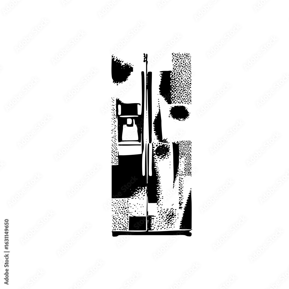 Poster vector abstract geometric composition with fragmented shapes and lines.