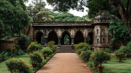 Obraz premium Serene Garden Pavilion in India