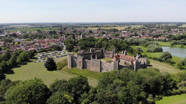 Drone shot of Framingham Castle in Suffolk UK. 21.06.25