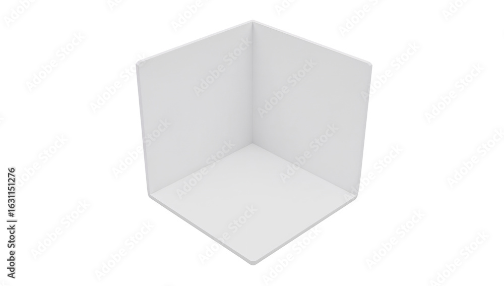 Poster minimalistic white corner illustration on isolated background for product display mockup rendering