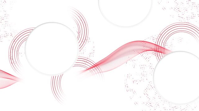 Red Line Circles Smooth Curve concentric circular lines with flowing wave motion on clean white background for corporate digital presentations futuristic infographics Corporate animation, tech intros