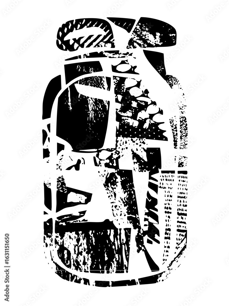 Aufkleber vector abstract portrait of a person with geometric shapes and distressed texture.
