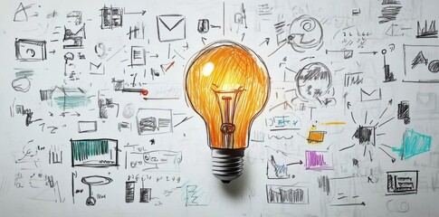 Explore Bright Ideas with Creative Sketches on White Board Concept Design