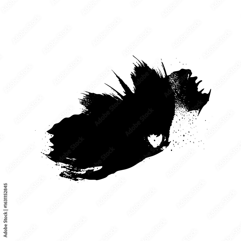 Poster vector dynamic black brushstroke splash with textured edges.