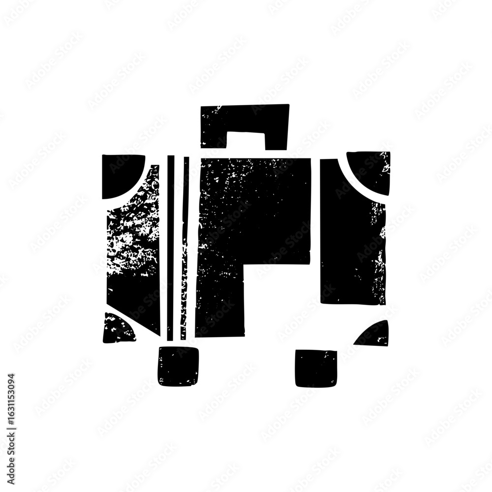 Poster Vector Abstract suitcase with distressed texture.