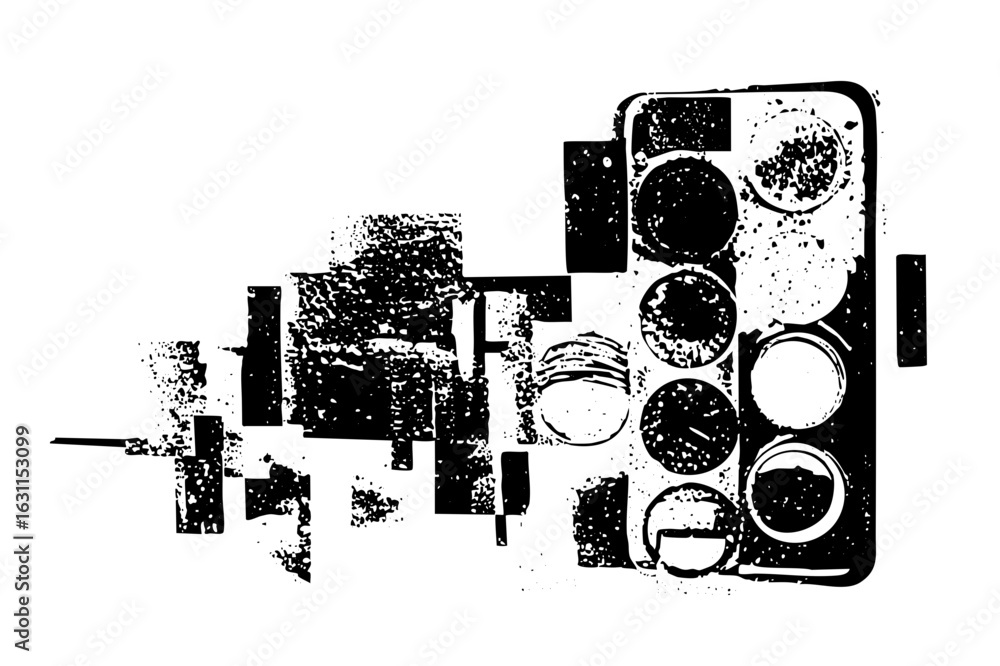 Poster vector abstract geometric composition with rectangles and circles.