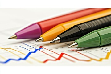 analyze Data With Color-Coded Pens on Graph Paper for Business Plan and Reporting