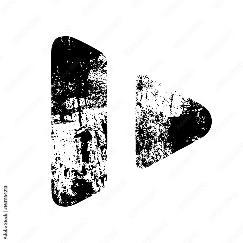 Poster vector abstract play and pause with distressed texture.
