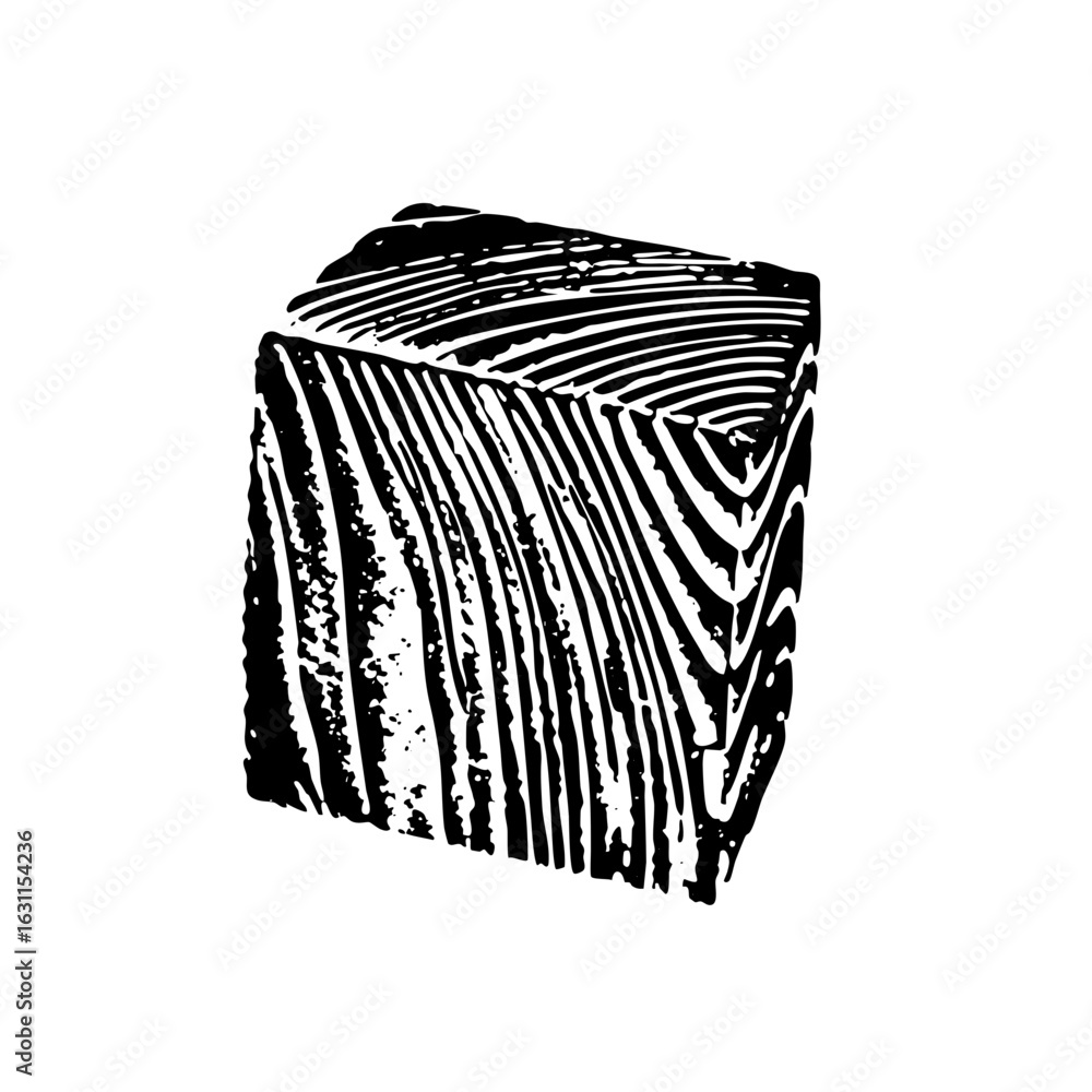 Poster vector engraved wood block with linear texture.