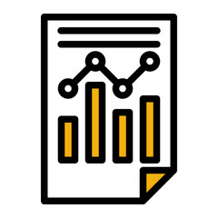 Statistical Report Document Icon from Marketing Collection (Outline Color Lineal Style)