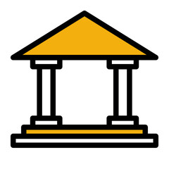 Institutional Authority Building Icon from Marketing Collection (Outline Color Lineal Style)