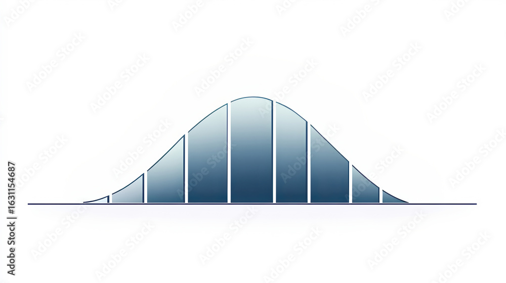 Poster stylized illustration of a bell curve representing a normal distribution, divided into gradient-fill