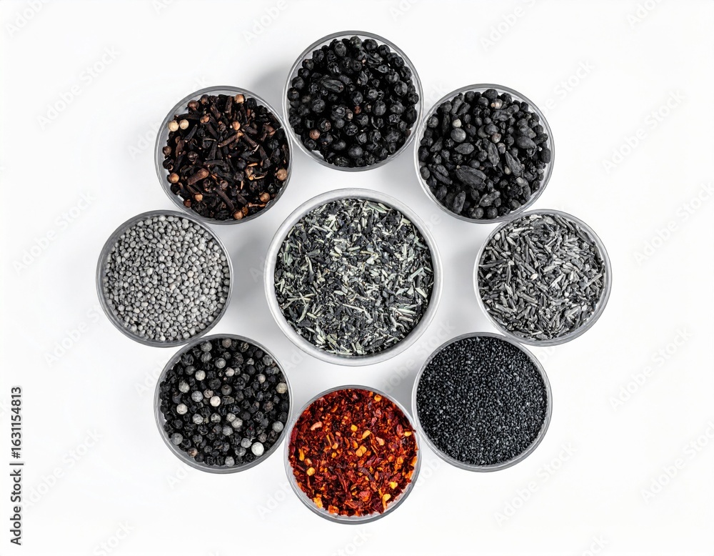 Aufkleber overhead shot of multicolored pellets arranged in a circle with various textures and shapes