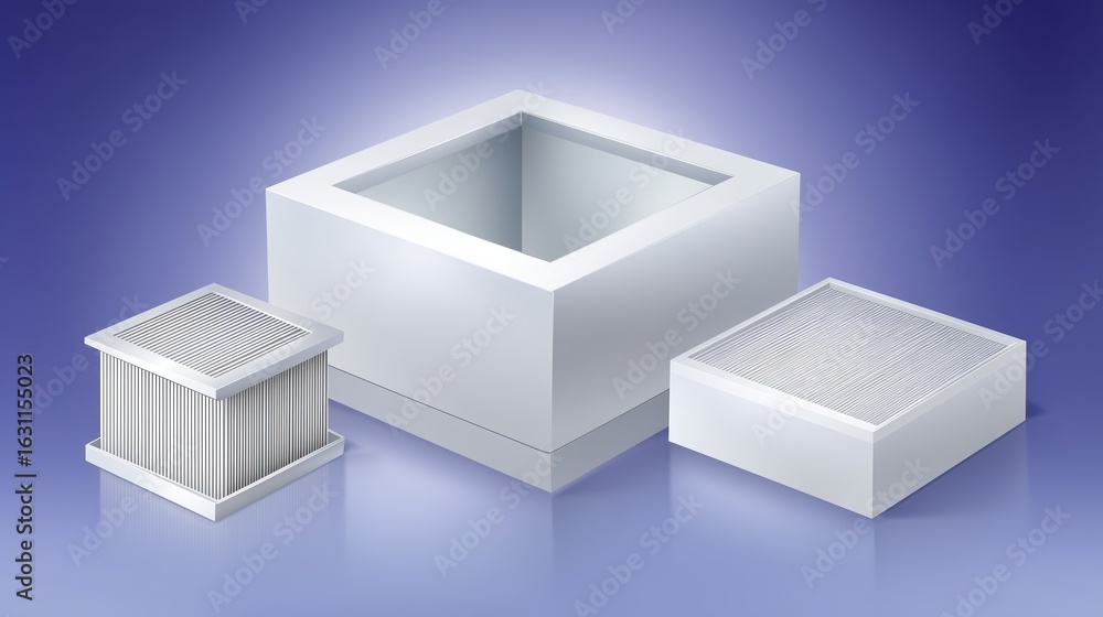 Poster three various types of air filters on a gradient background.
