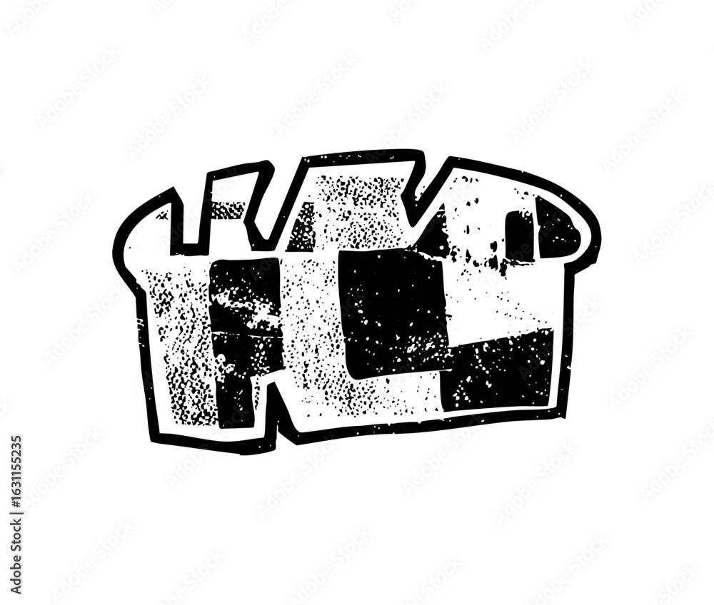 Poster vector bold typographic featuring letters within a bread shape.