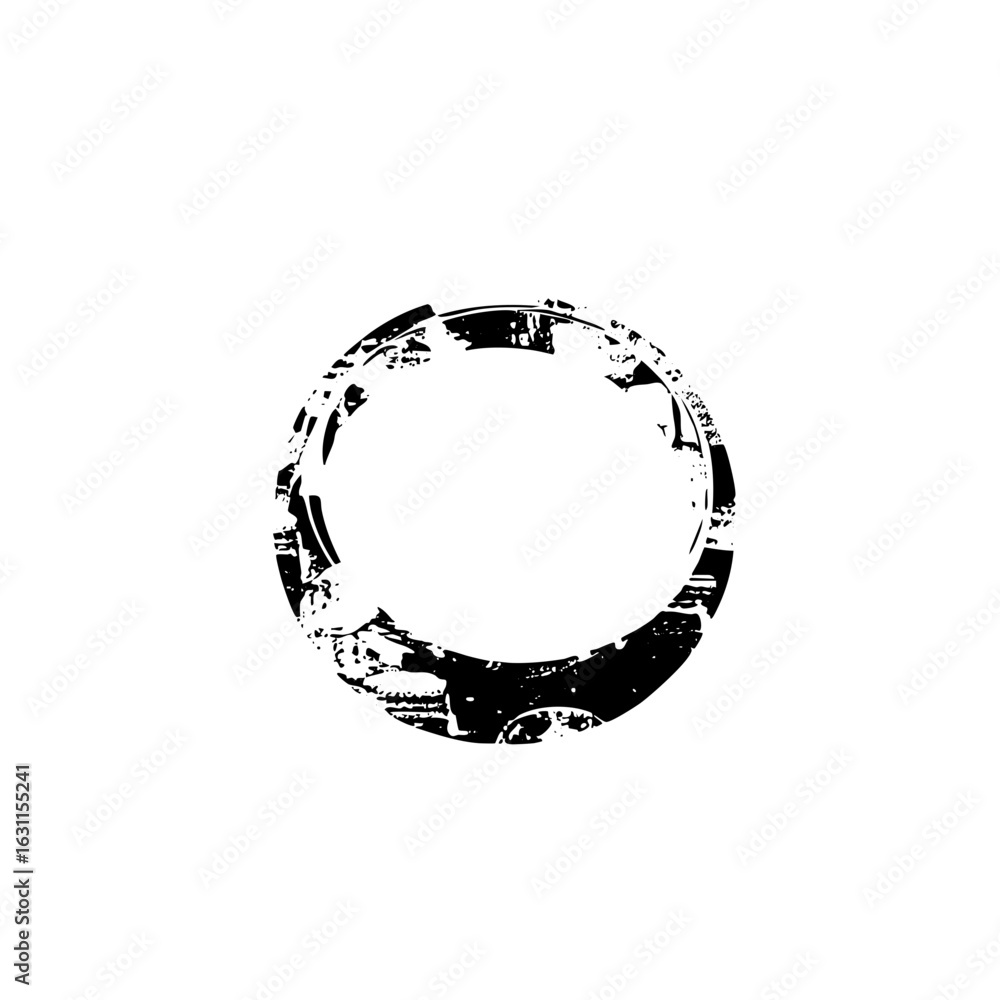 Poster Vector Distressed circular frame with fragmented edges.