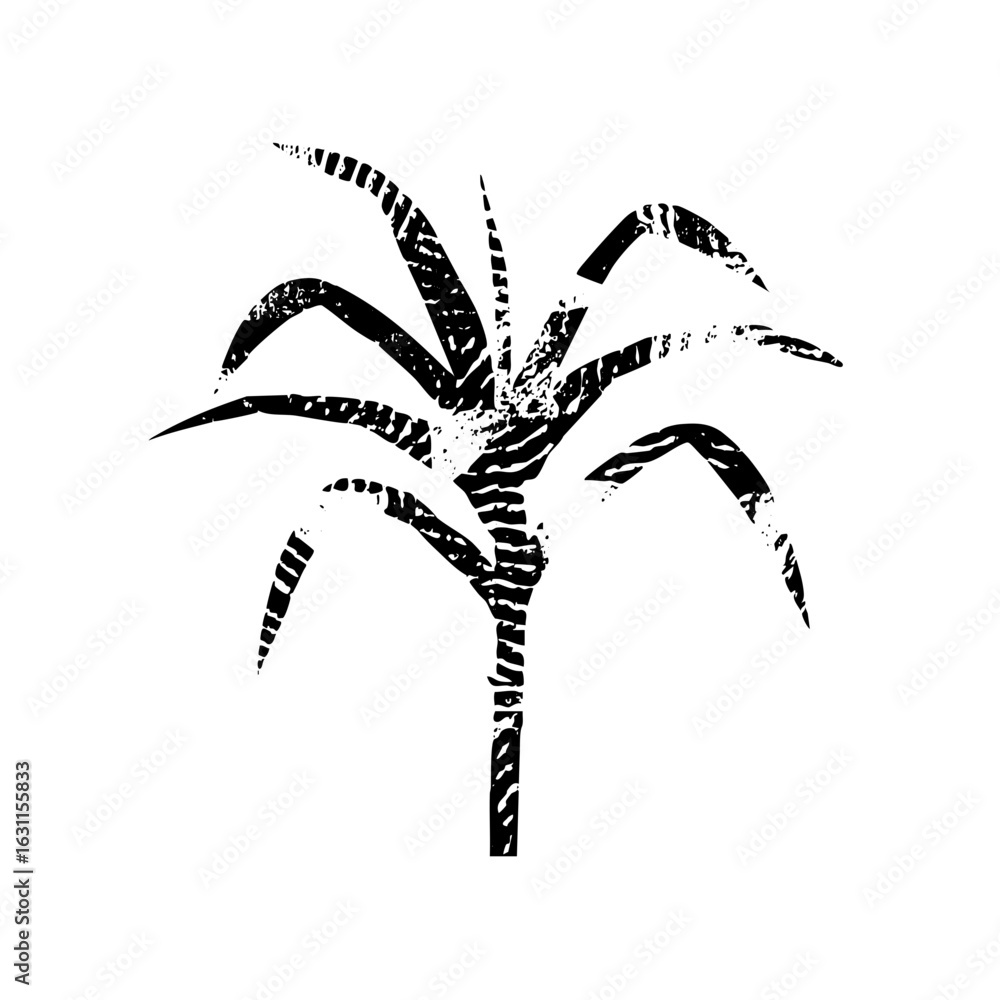 Poster vector stylized palm tree with textured vector shapes.