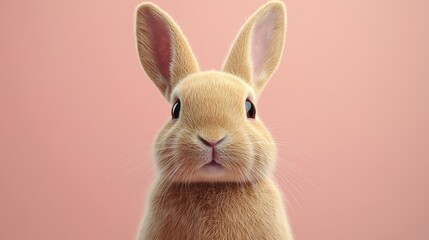 Obraz premium Cute baby bunny portrait on pastel background