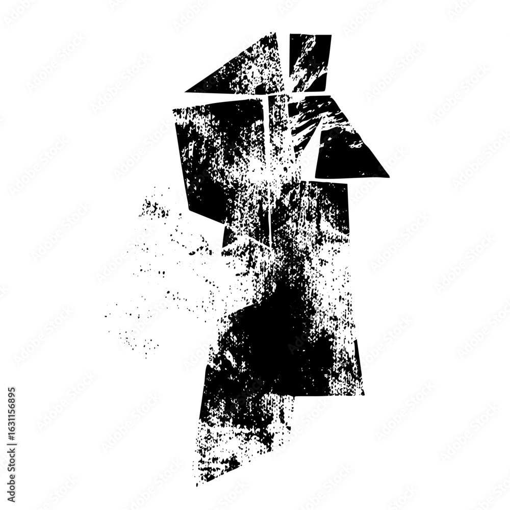 Poster vector abstract geometric figure with fragmented shapes.