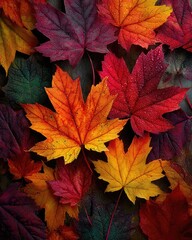 Fototapeta premium Autumn leaves, vibrant colors, fall foliage