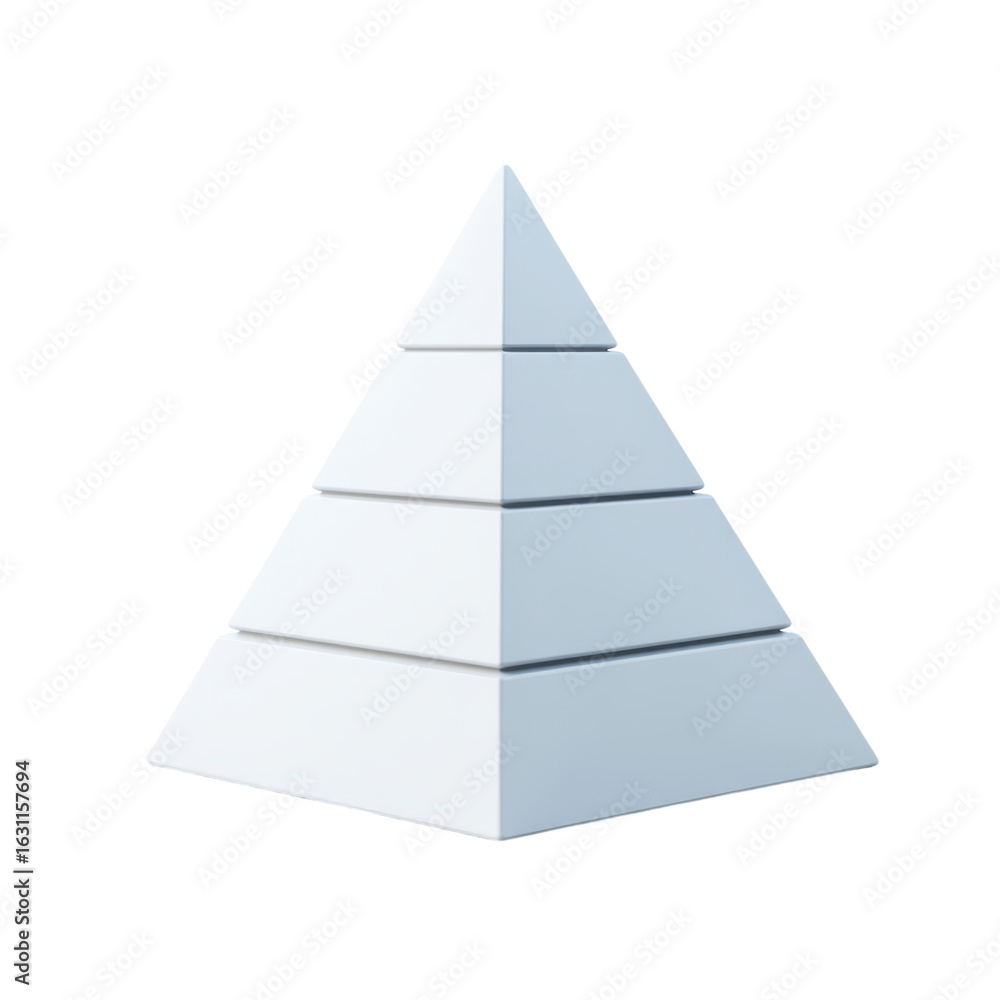 Poster layered pyramid representing hierarchy, structure, and foundation on transparent background
