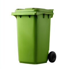 Green Wheelie Bin Waste Container with Dark Green Lid and Black Wheels