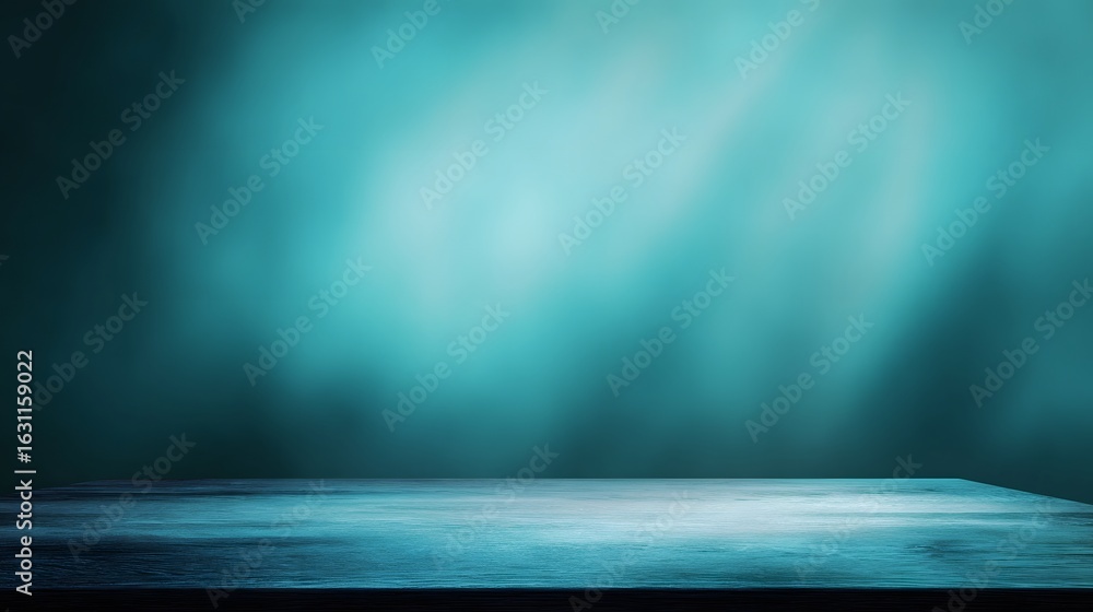 Poster studio table with soft light gradient background and lighting