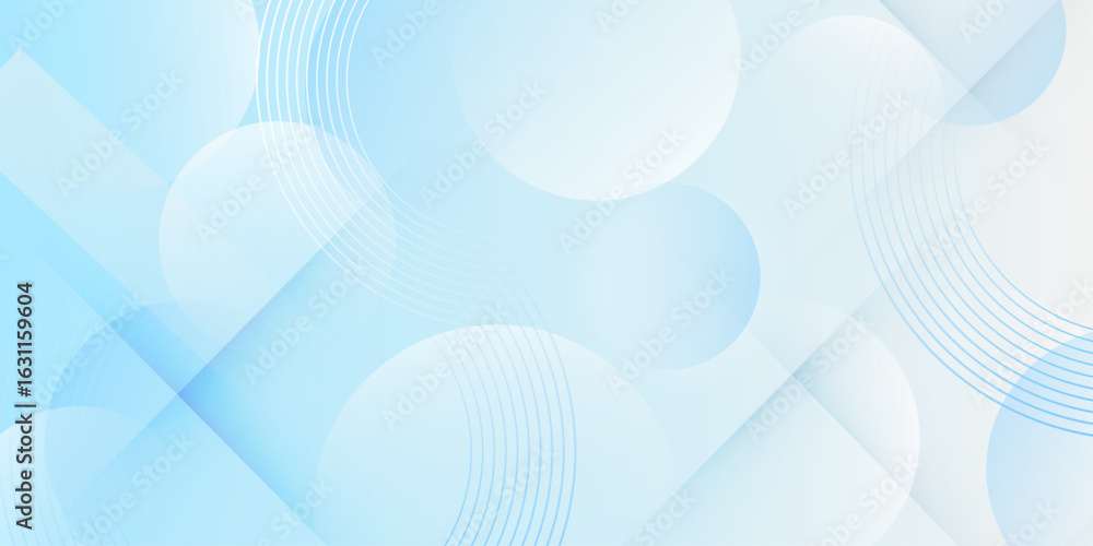 Poster abstract blue gradient background transparent circles. pastel soft color bokeh with shadows abstract