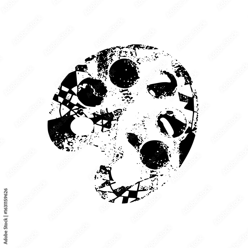 Poster vector abstract skull with fragmented elements.