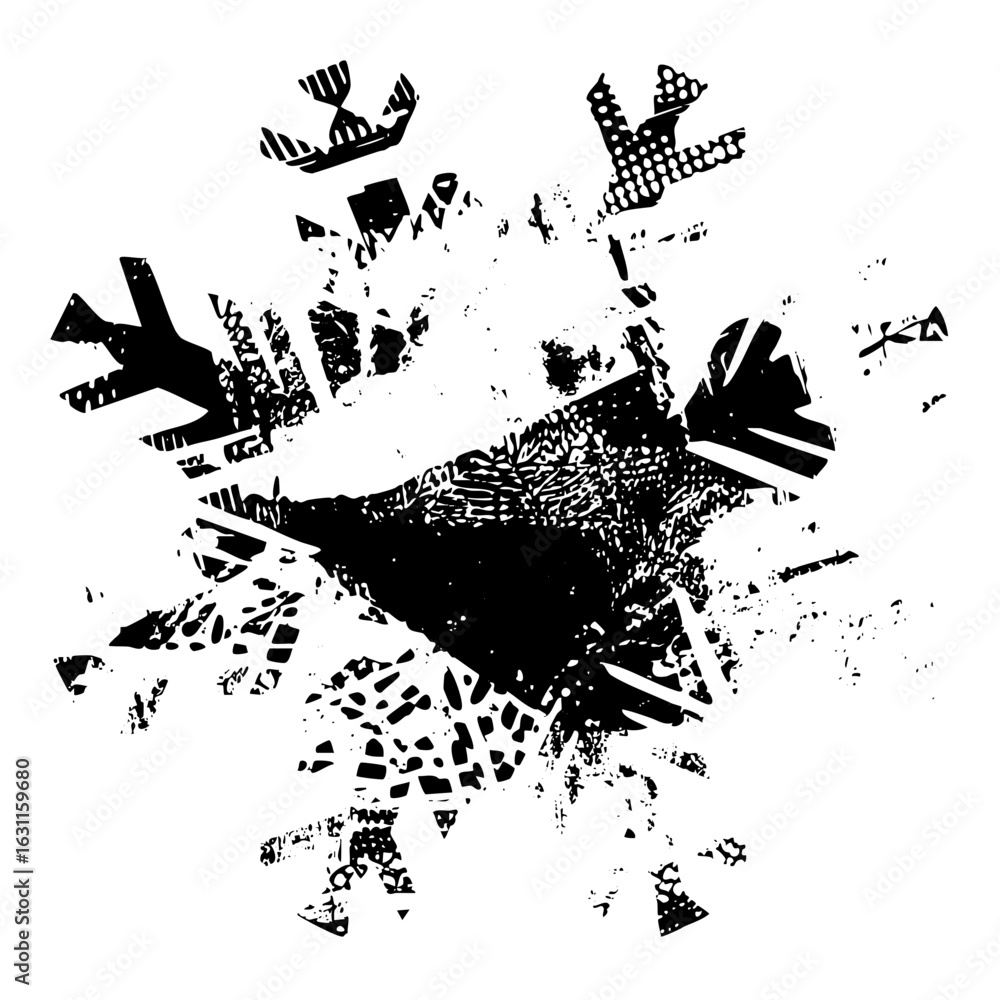 Aufkleber vector abstract shattered with fragmented shapes and dynamic elements.