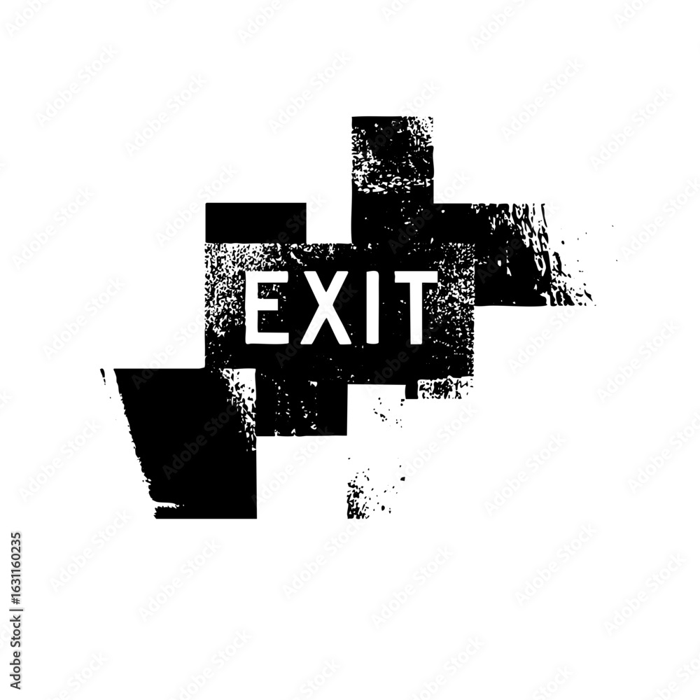 Poster vector distressed cross symbol with prominent exit typography.