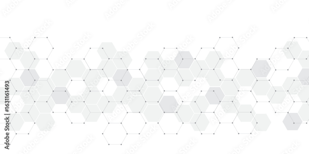 Poster molecular structure abstract tech background. geometric white background. vector banner design with 