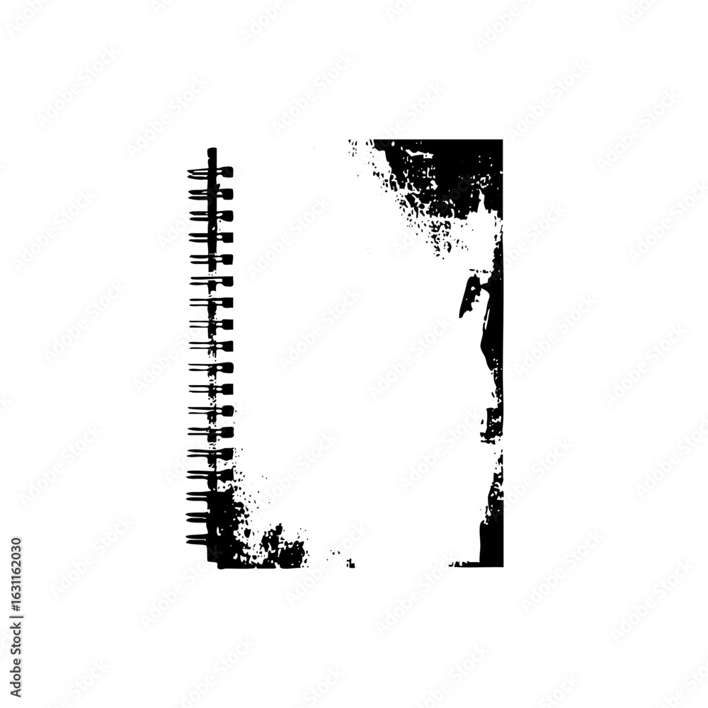 Poster vector spiral notebook with ink splatter