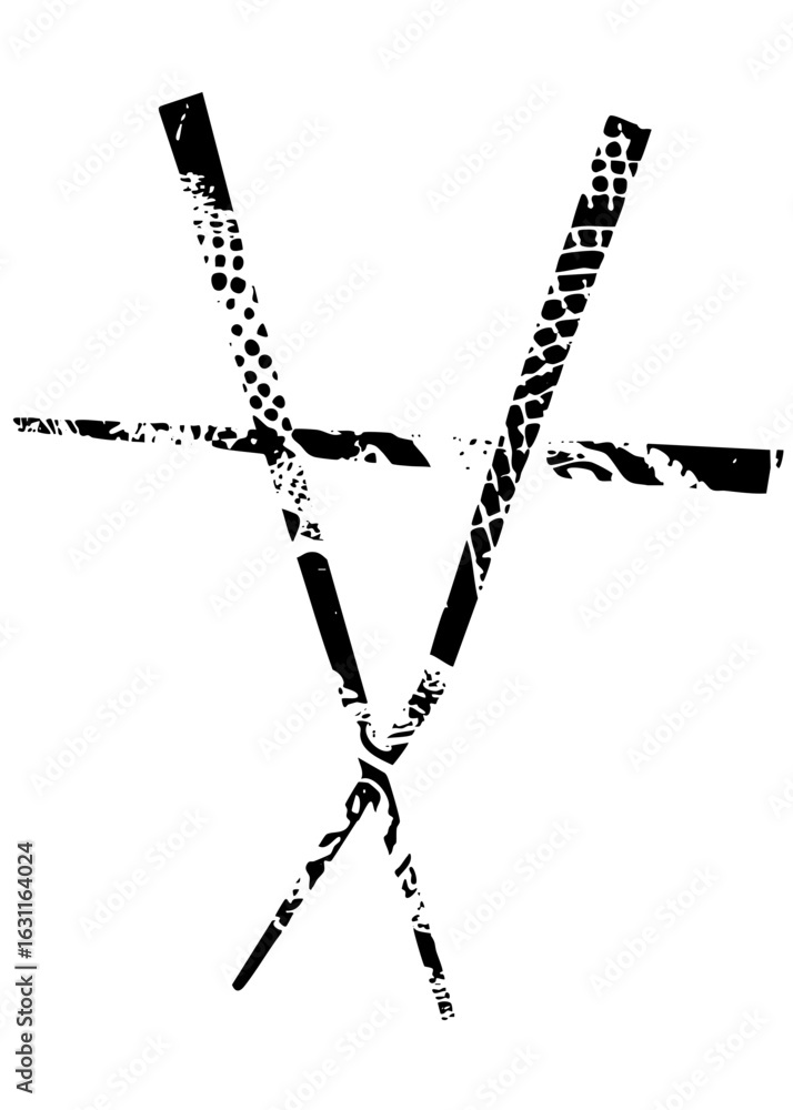 Poster vector abstract cross symbol formed with textured vector lines.