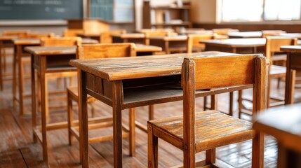 Empty classroom setting school photograph educational interior quiet study space