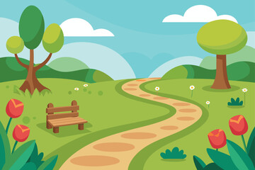 Obraz premium Countryside Path and Scenic Hills