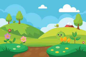 Obraz premium Green Hills and Sunny Meadow Landscape