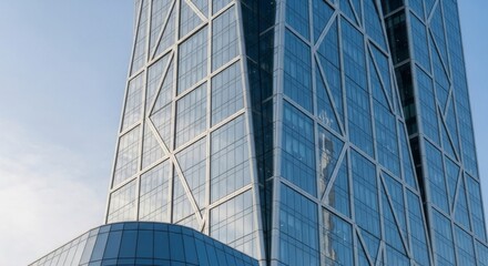 Obraz premium Modern Architectural Design of a Skyscraper with Glass Facade