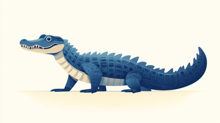 Naklejka premium Cartoon crocodile, profile view, wildlife, zoo, educational use