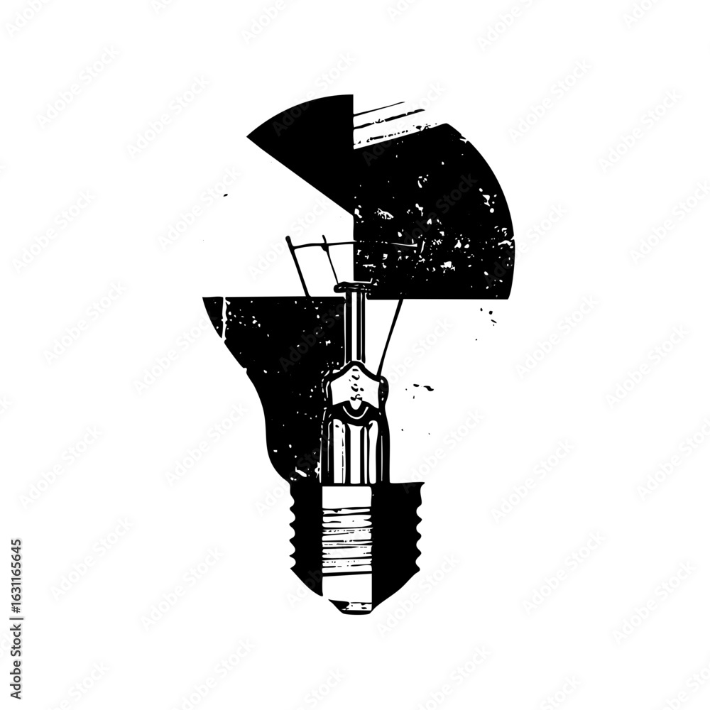 Poster vector detailed vector of a glowing lightbulb with a fractured .